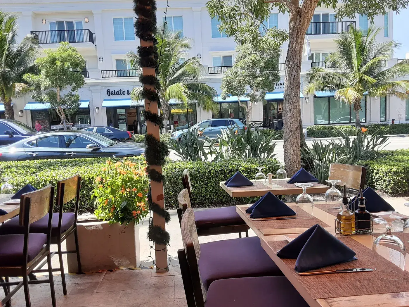 Patio tables along 5th Avenue South